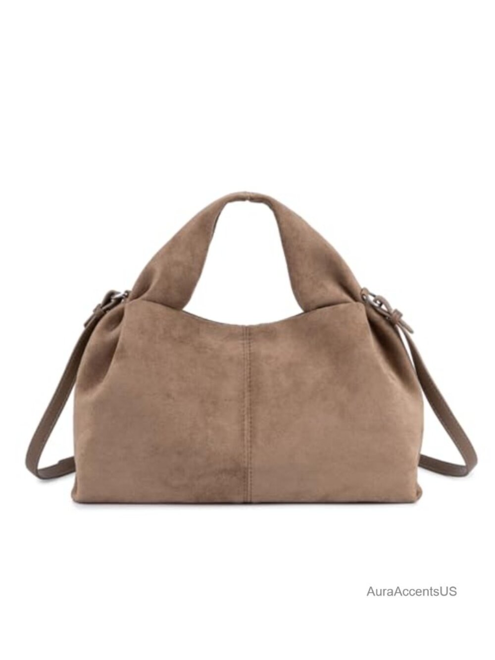 Faux Suede Half-Moon Hobo Bag Vintage Shoulder Handbag